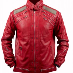 Michael Jackson Red Beat It Leather Jacket Flesh Jacket