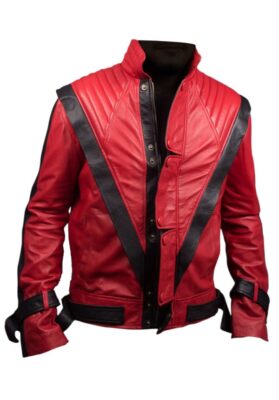 Michael Jackson Thriller Red Leather Jacket Flesh Jacket