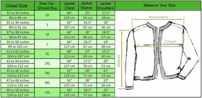 Size Chart - Flesh Jacket