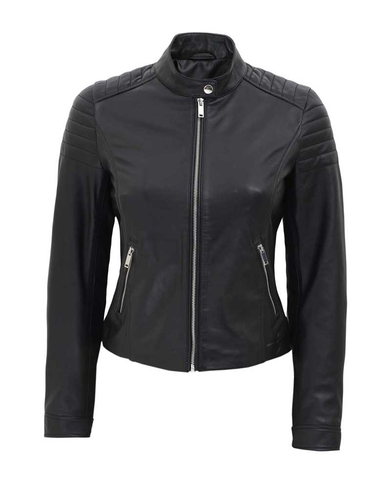 Carrie Womens Black Slim Fit Leather Jacket