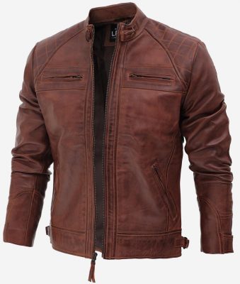 Mens Vincent Distressed Leather Jacket