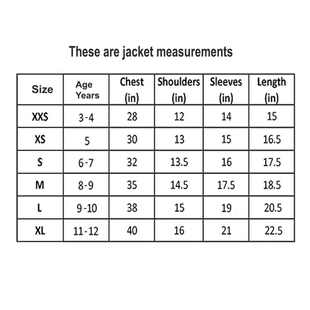 Kids size chart with age 2 2025
